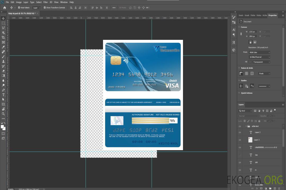 Carte visa bancaire Votorantim Brésil template Carte visa bancaire Votorantim Brésil template